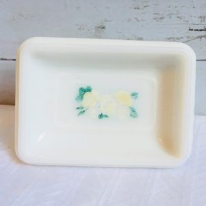 VINTAGE AVON MILK GLASS FLORAL PEDESTAL